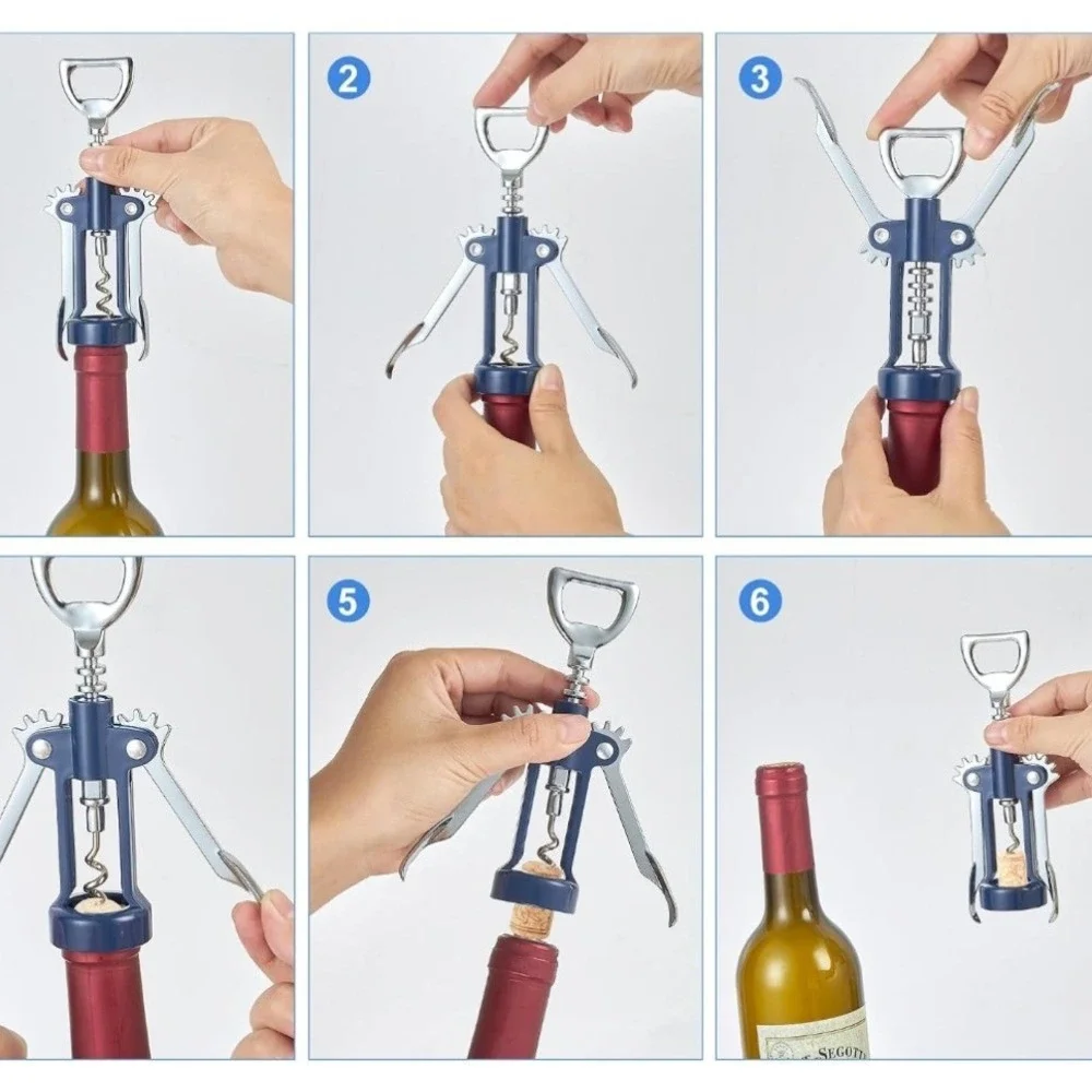 Blue Wing Corkscrew Wine Opener and Bottle Opener Zinc Alloy Bar Tool NEW